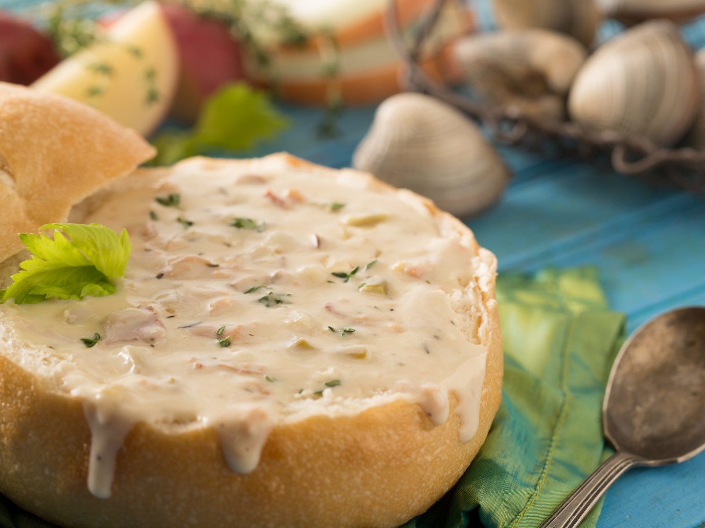 chowder Dining Eat food Food + Drink Seafood soup Trip Ideas indoor dish meal breakfast produce cuisine meat