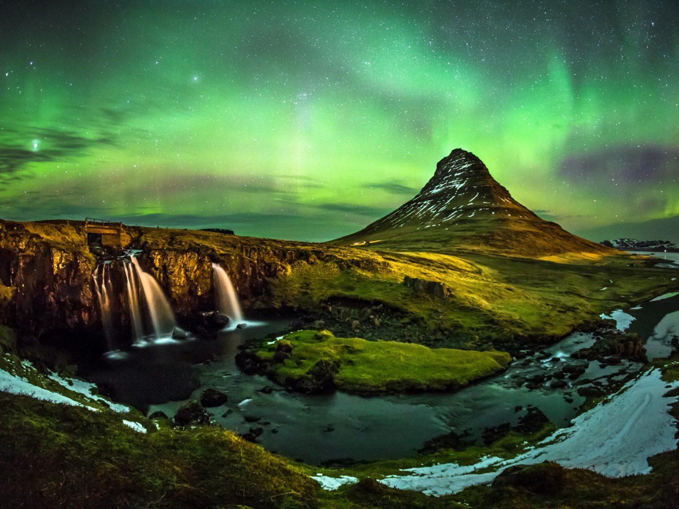 Travel Tips Nature aurora Waterfall atmosphere water reflection