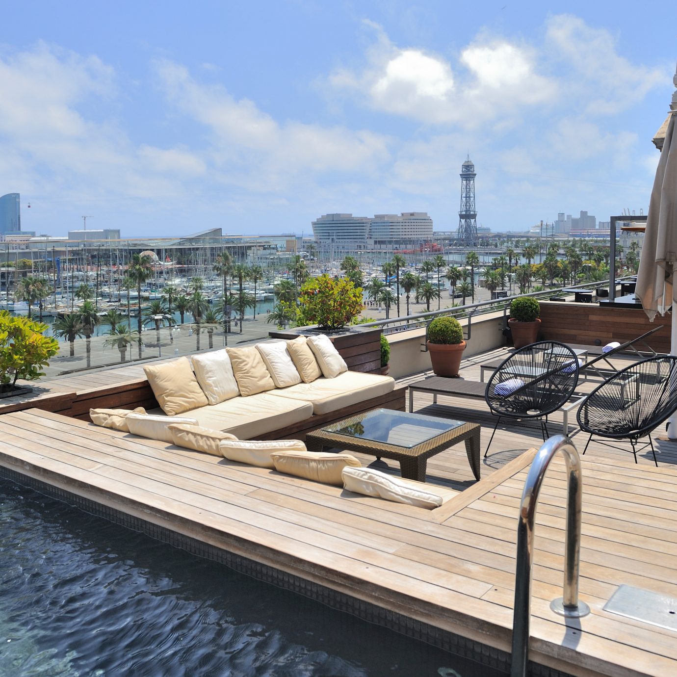 Deck Luxury Patio Pool sky property swimming pool walkway dock reflecting pool condominium waterway marina outdoor structure plaza