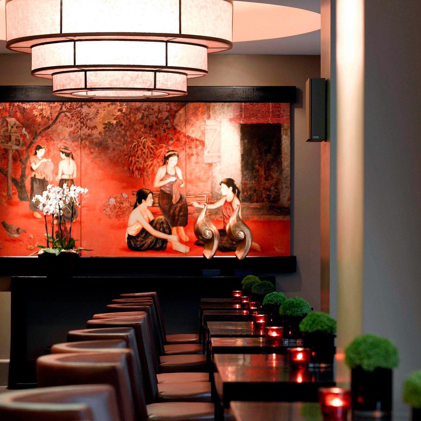 Dining Drink Eat Elegant Historic Modern red lighting restaurant