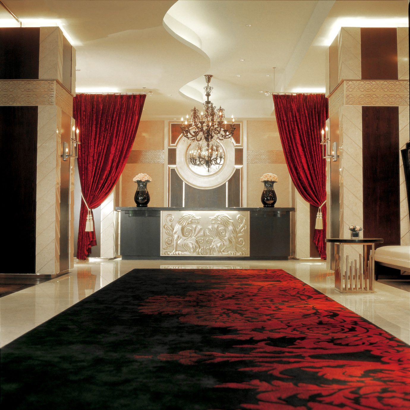 Elegant Lobby Luxury red flooring living room home wood flooring hall carpet rug