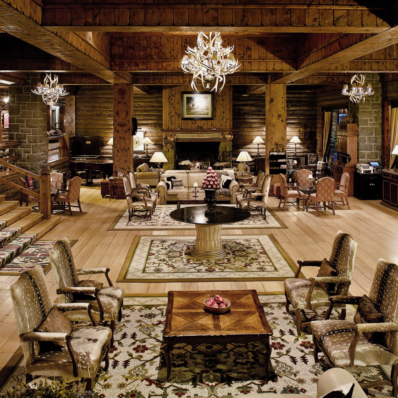 Fireplace Hotels Lobby Lounge Resort Rustic mansion restaurant ancient history