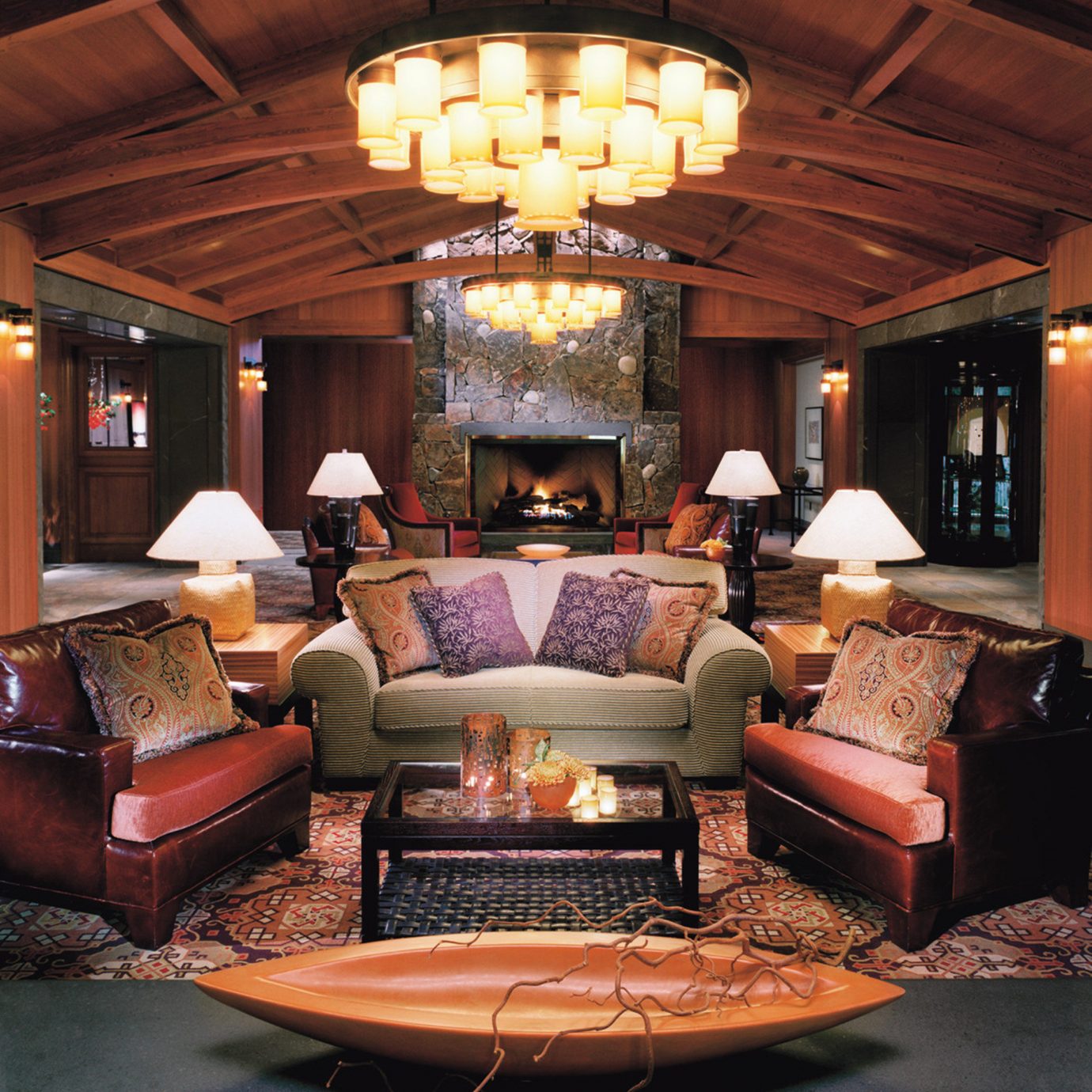 Fireplace Lounge Luxury Resort living room home lighting Lobby recreation room