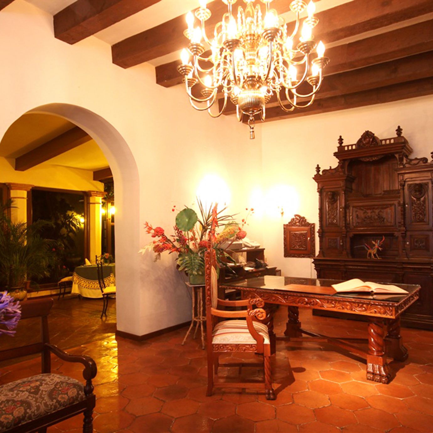 Lobby property Fireplace living room house home Villa hacienda mansion cottage