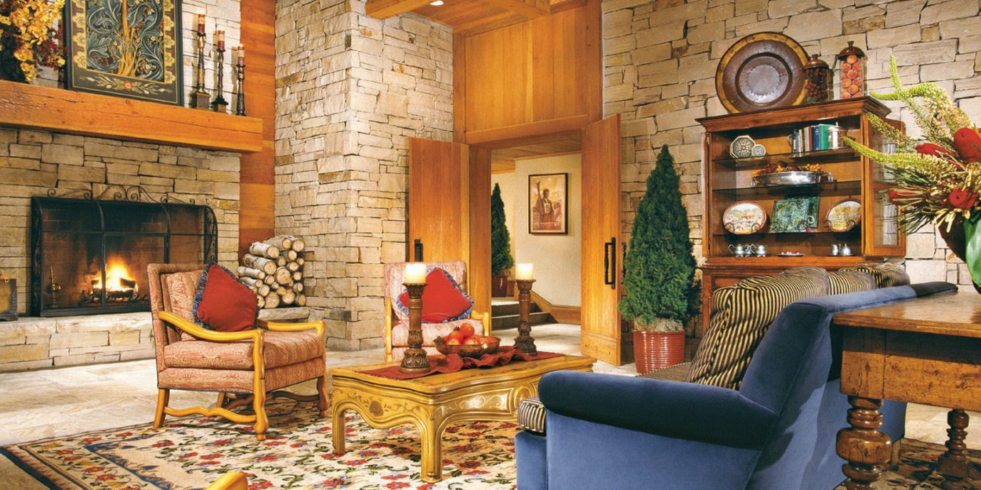 Fireplace Lodge Lounge Rustic living room property home cottage farmhouse log cabin mansion recreation room