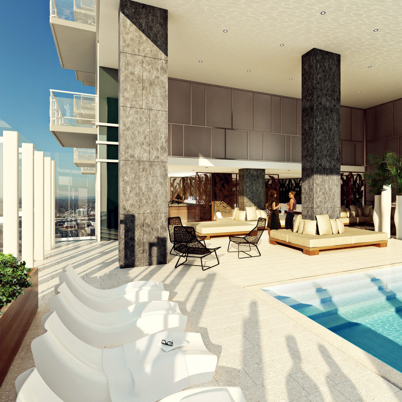Food + Drink Lounge Luxury Modern Pool property condominium swimming pool home Villa mansion