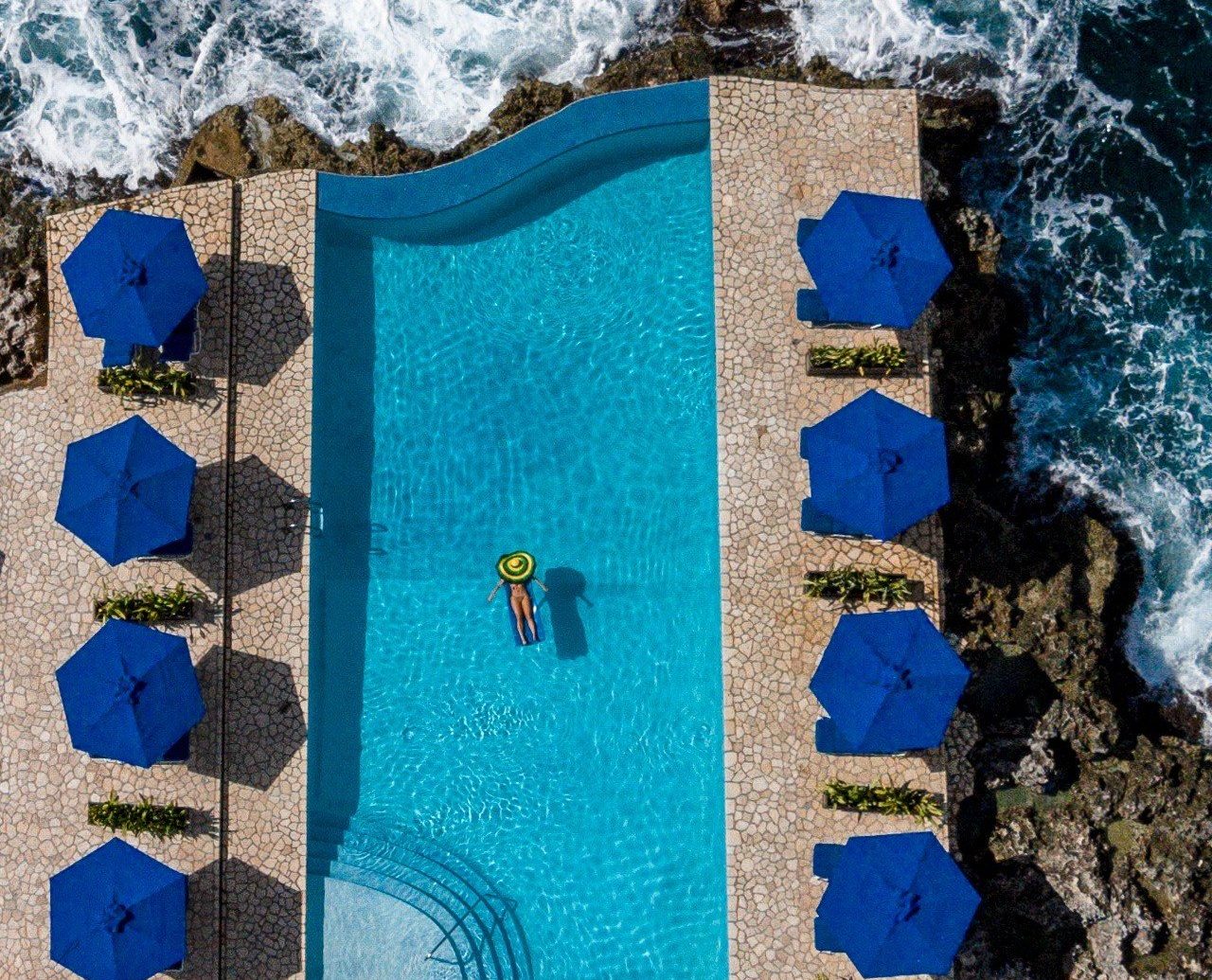 Aerial view of the pool at Rockhouse Hotel