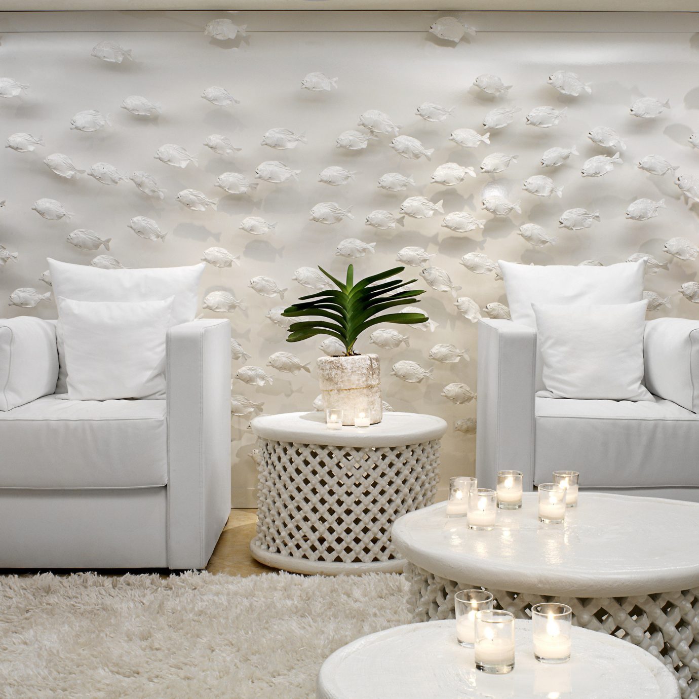 Hip Lounge Luxury Modern white living room wallpaper textile flooring