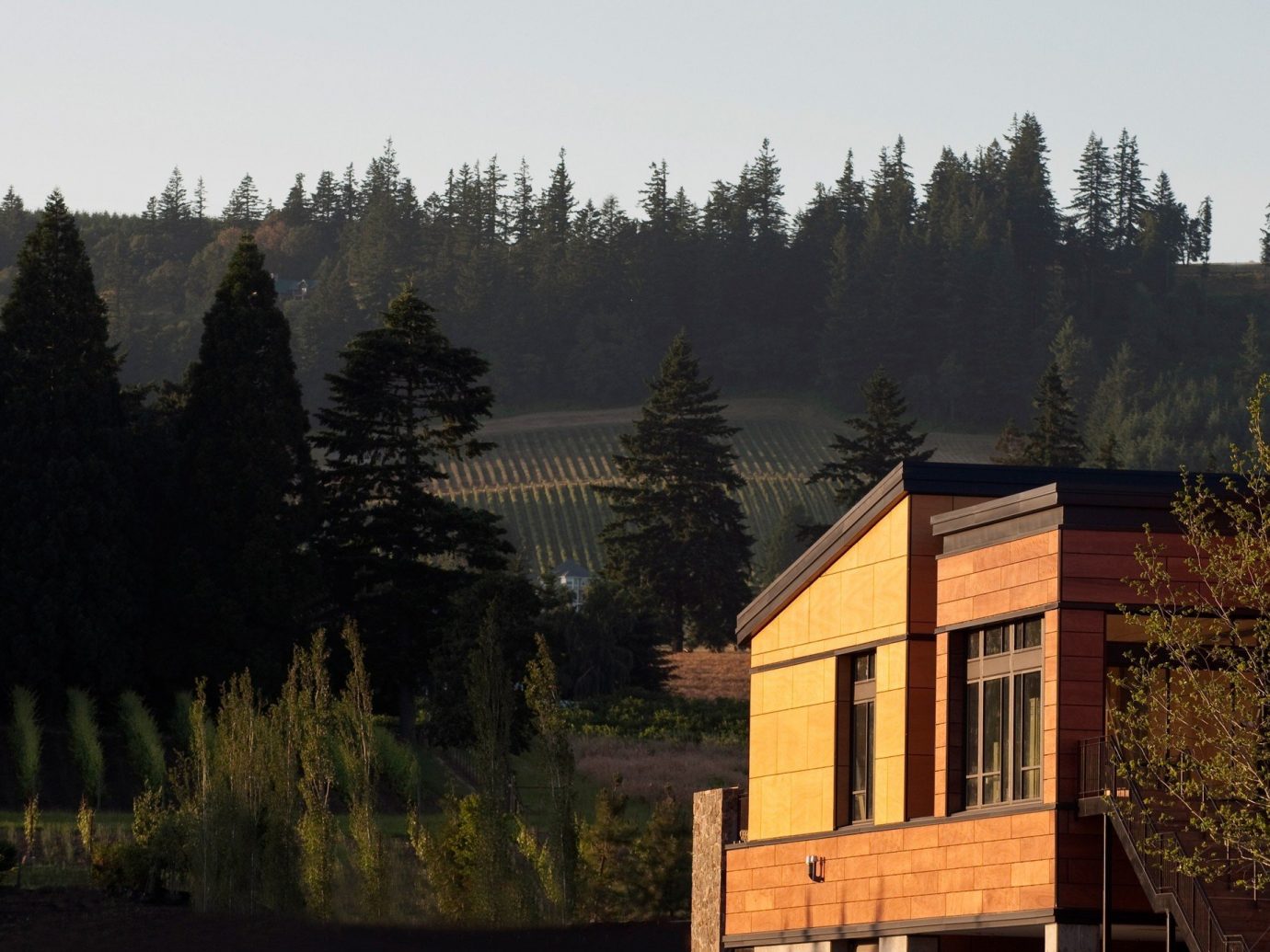 Exterior view of the Allison Inn & Spa in Willamette, Oregon.