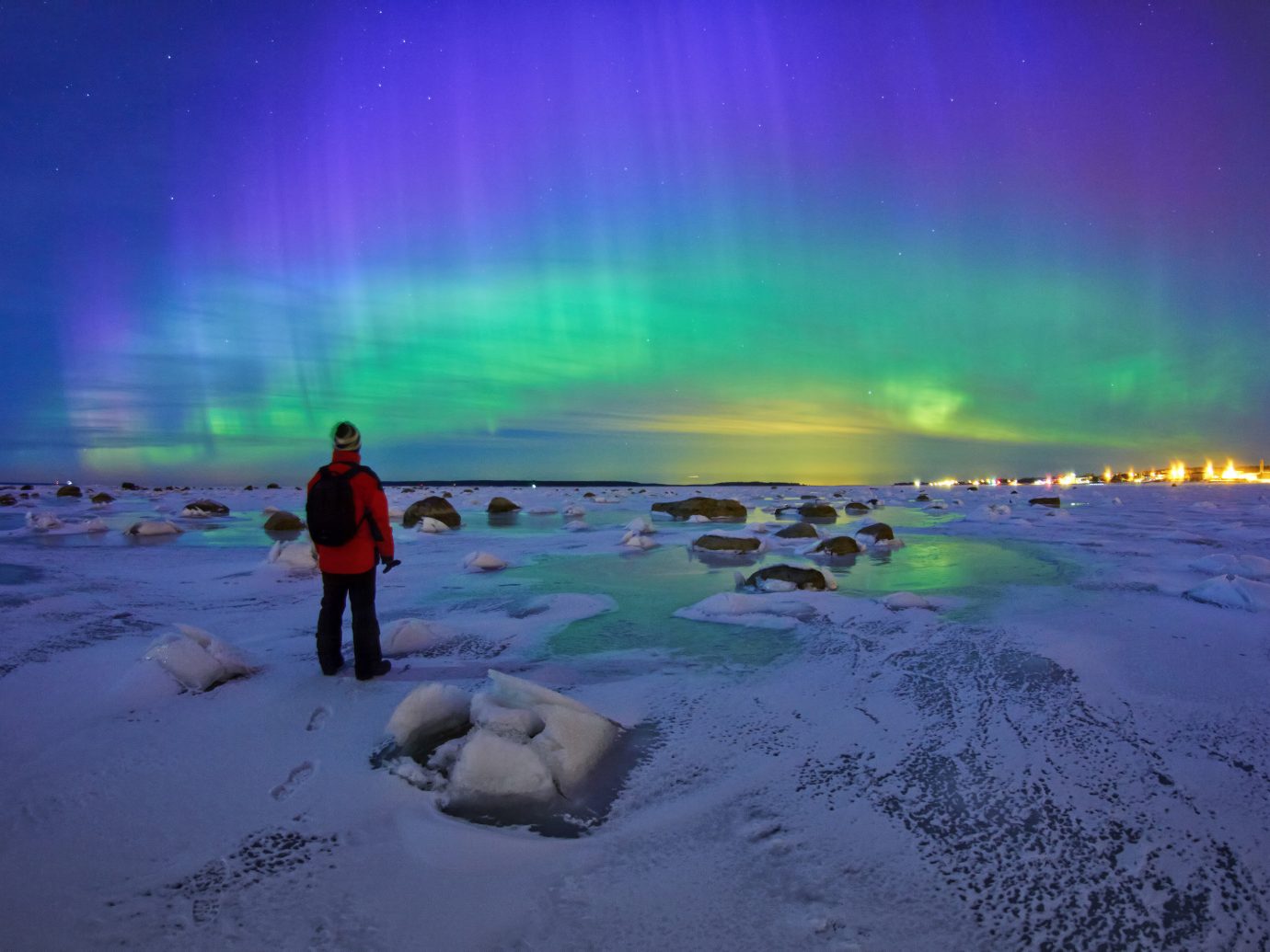 Offbeat water aurora weather atmosphere Nature arctic ice wave
