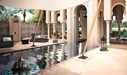 Hotels property indoor swimming pool estate Villa Resort floor hacienda mansion Courtyard home interior design real estate condominium