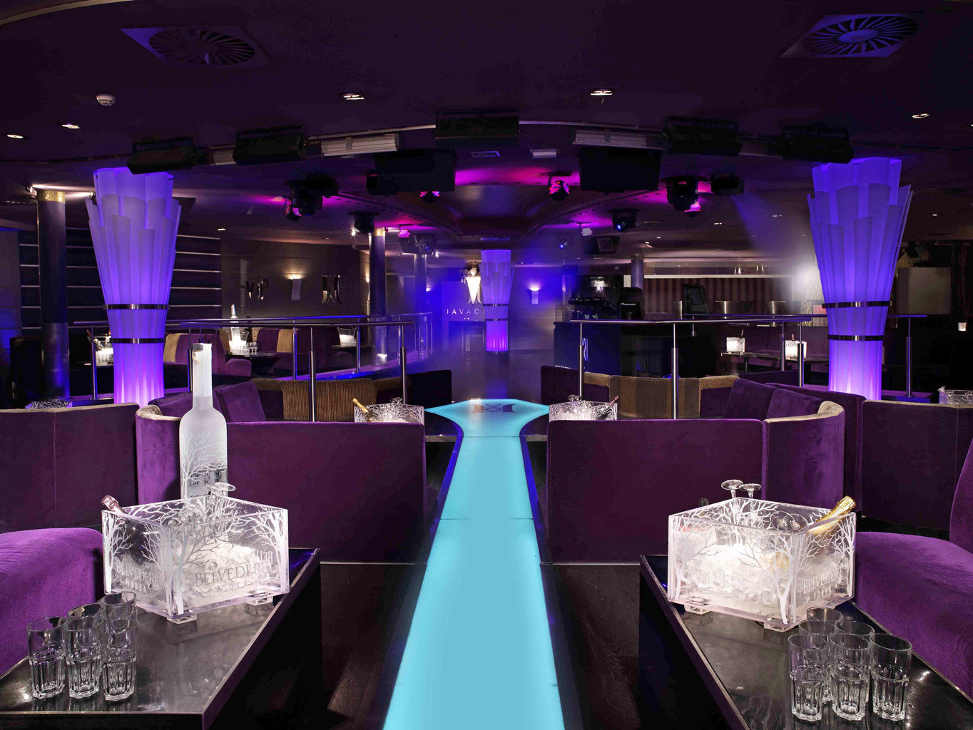 Bar Drink Eat Hip Lounge Travel Trends Trip Ideas indoor ceiling purple function hall meal nightclub banquet wedding reception ballroom colored several