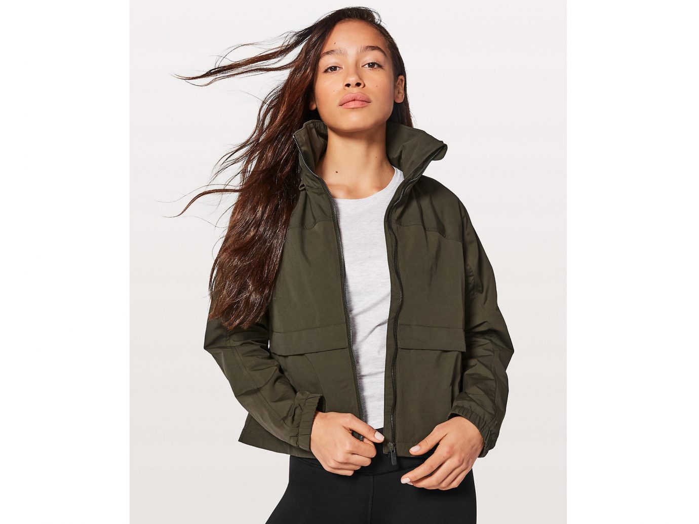 Health + Wellness Style + Design Travel Shop clothing person coat jacket posing hood fur overcoat fashion model neck