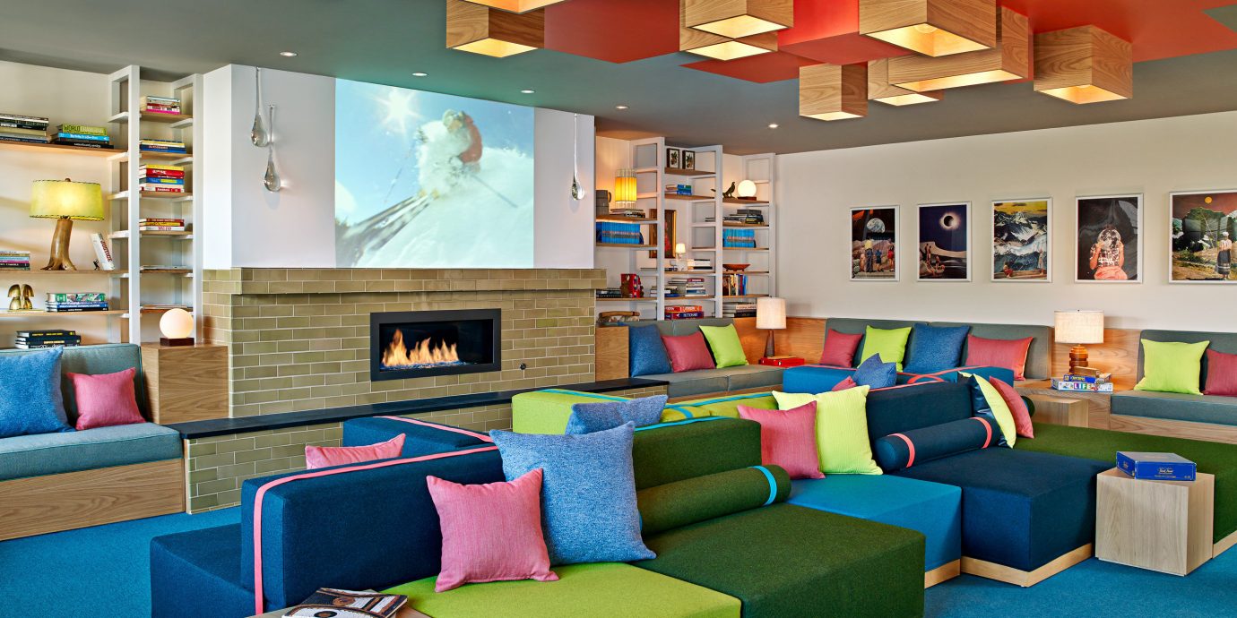 Lodge Lounge Mountains Ski color leisure recreation room living room home colorful colored