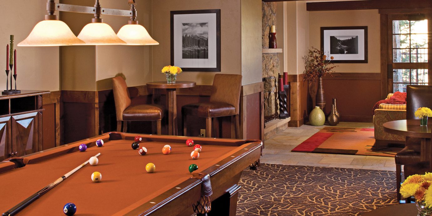 Lodge Lounge Rustic billiard room recreation room pool table poolroom hardwood billiard table living room indoor games and sports