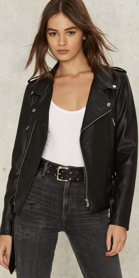 Style + Design person woman clothing jacket outdoor leather leather jacket blazer outerwear posing textile sleeve photo shoot coat material collar trouser dressed