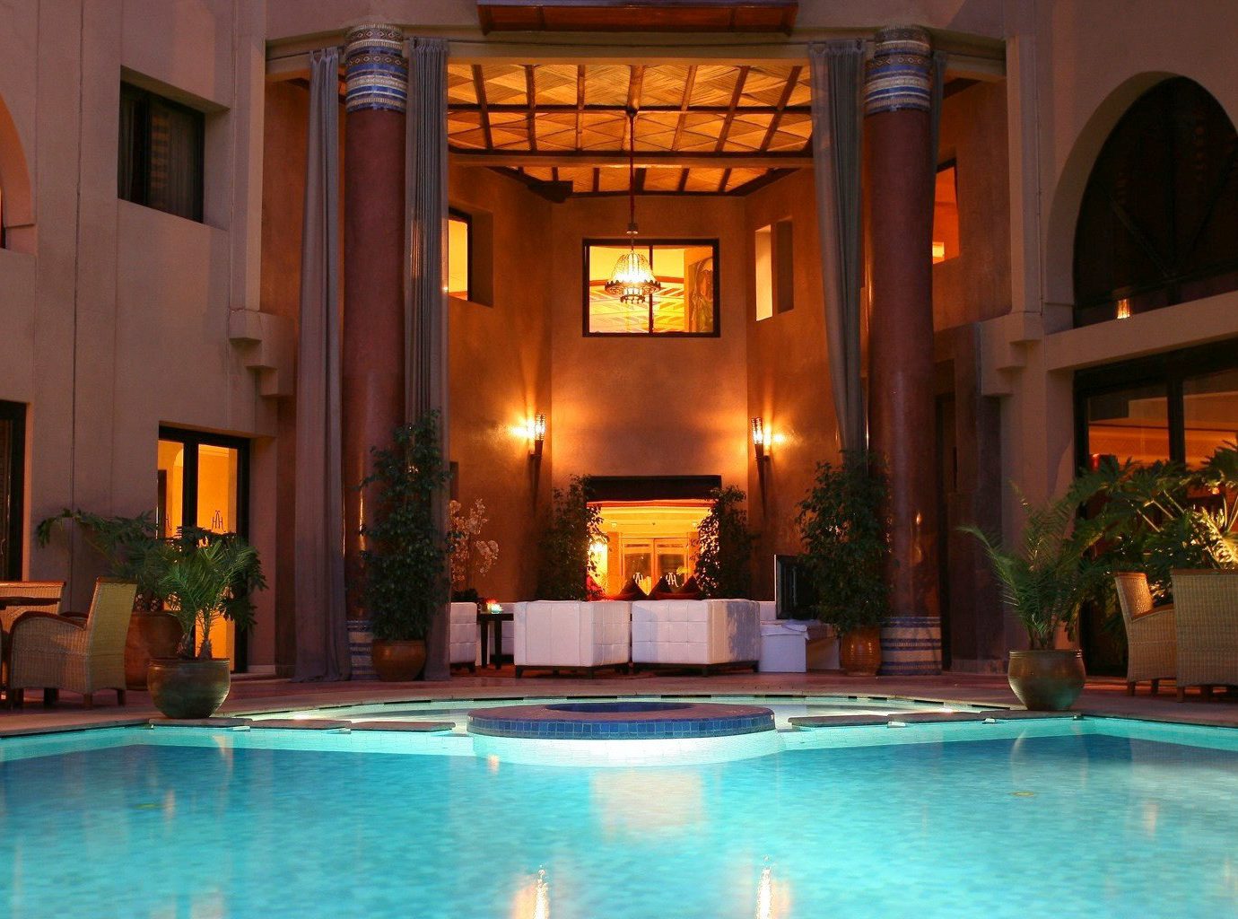 building property Pool Resort swimming pool Villa hacienda mansion home palace blue swimming