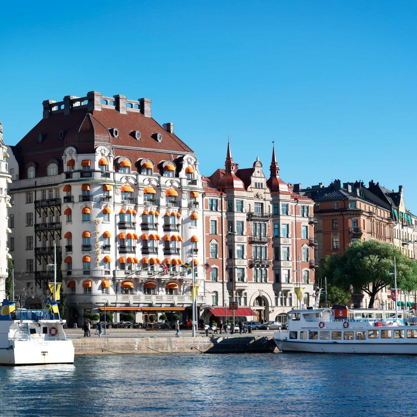 Elegant Exterior Hip Hotels Modern Stockholm Sweden water outdoor sky Boat building landmark Town Harbor City scene waterway cityscape vehicle Canal tourism vacation River day