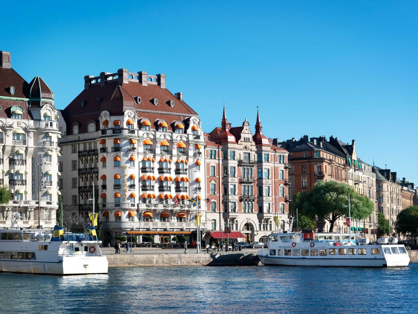 Elegant Exterior Hip Hotels Modern Stockholm Sweden water outdoor sky Boat building landmark Town Harbor City scene waterway cityscape vehicle Canal tourism vacation River day