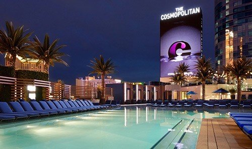 Hotels swimming pool leisure Resort condominium estate convention center Pool light blue night