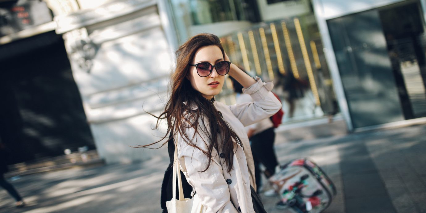 Style + Design outdoor person woman clothing street sidewalk snapshot lady Beauty City fashion dress spring photo shoot model fur outerwear glasses