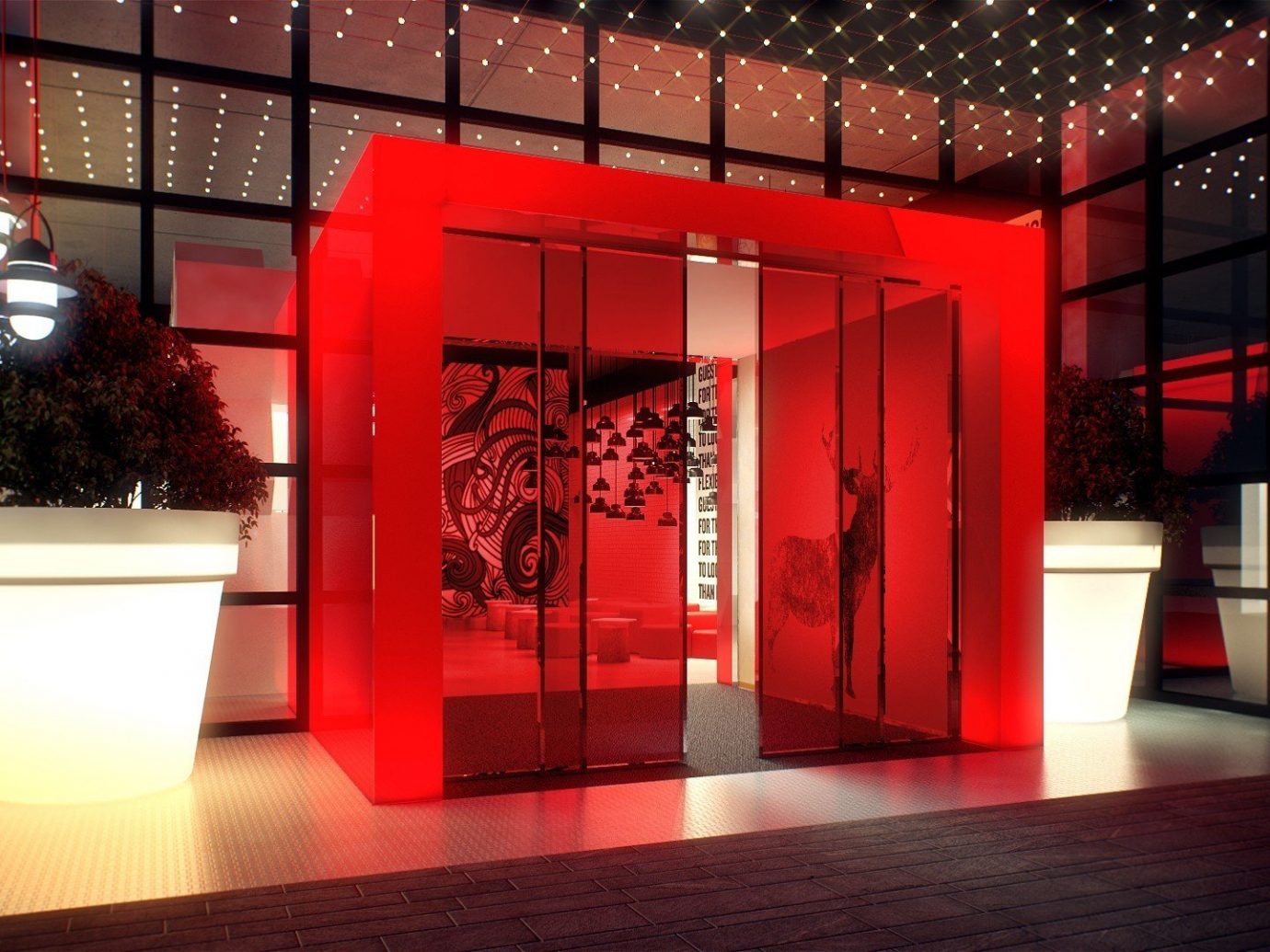 Hotels floor red indoor interior design Design Lobby display window retail tourist attraction