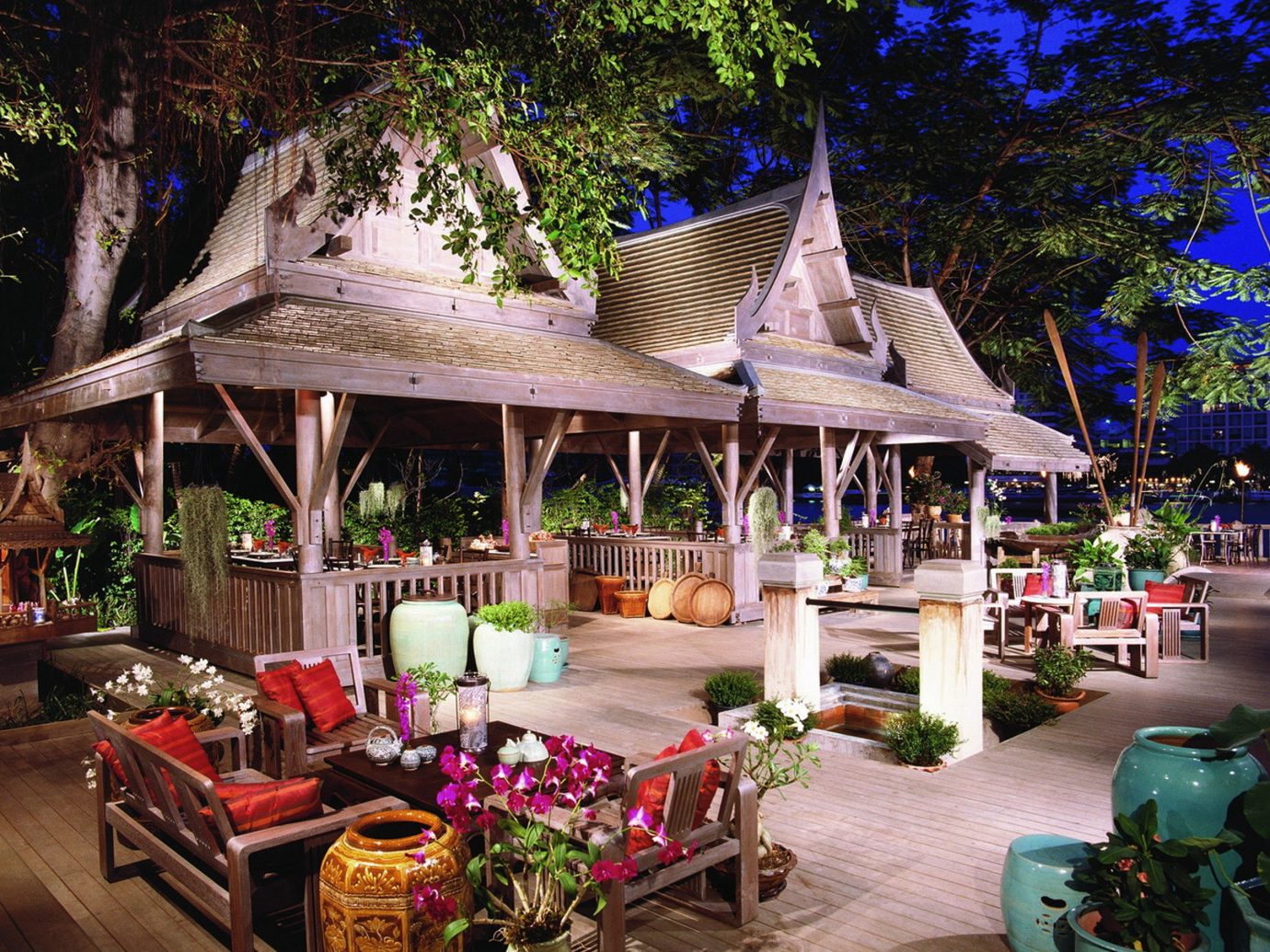 City Drink Eat Hotels Lounge Outdoors Patio Romance Terrace tree outdoor building Resort restaurant estate flower outdoor structure furniture decorated Garden several