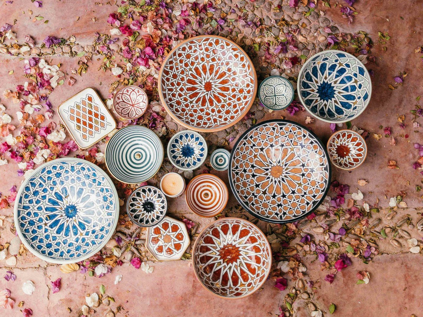 Arts + Culture Marrakech Morocco Style + Design pink outdoor many circle different plant several colored variety