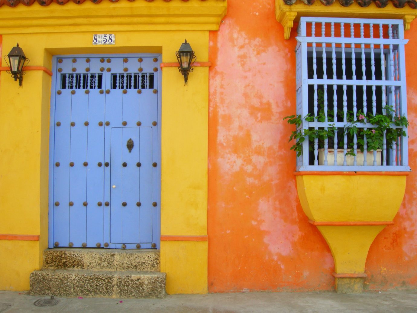 Offbeat yellow color blue outdoor orange wall colored