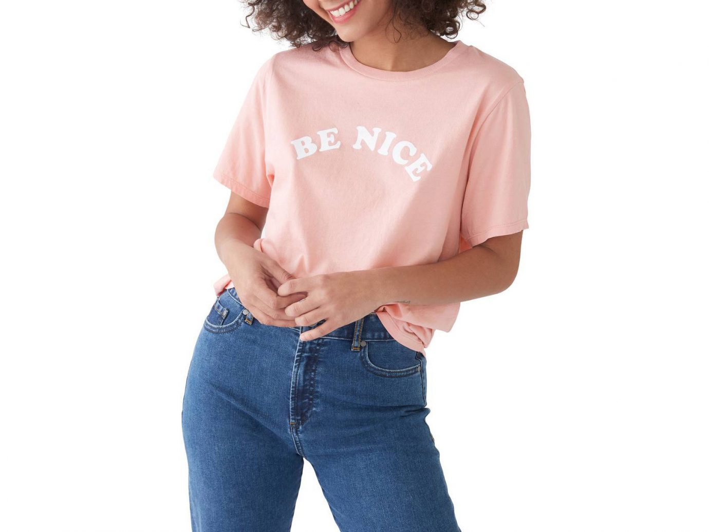 Spring Travel Style + Design Summer Travel Travel Shop person clothing sleeve shoulder t shirt neck joint jeans blouse peach waist trouser