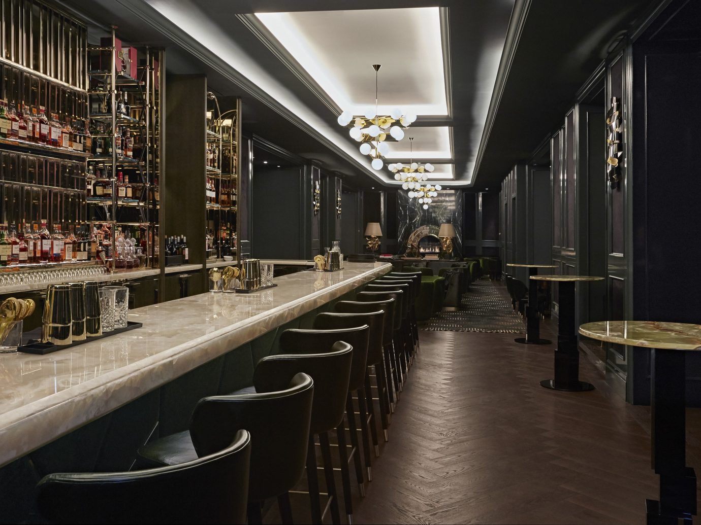 Canada Hotels Toronto indoor floor interior design Bar long platform restaurant lined several