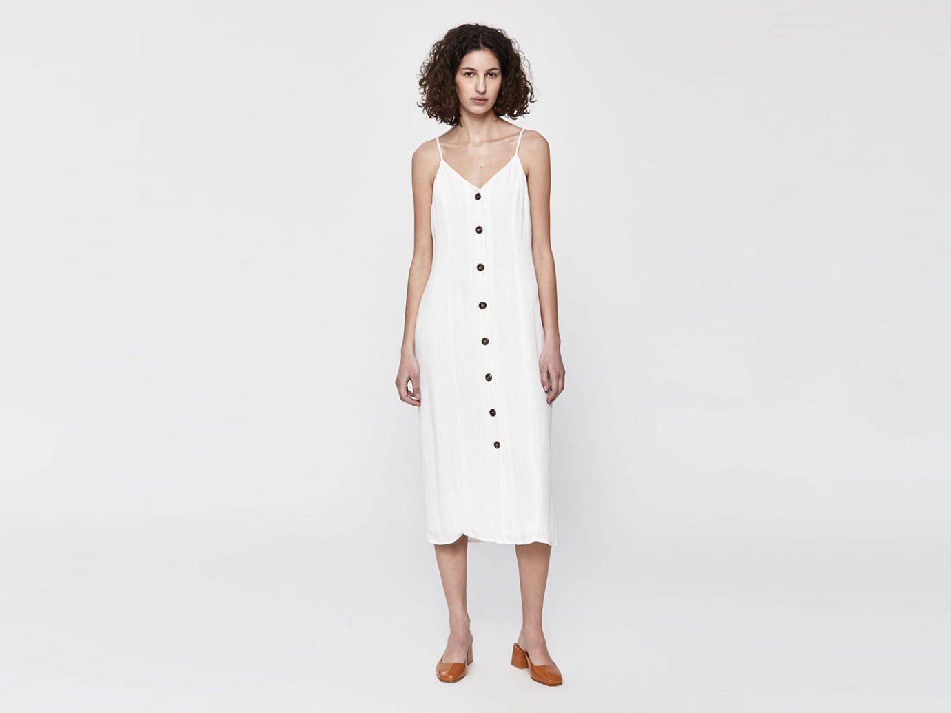 Stelen Cleo Sleeveless Button-Up Dress in Ecru