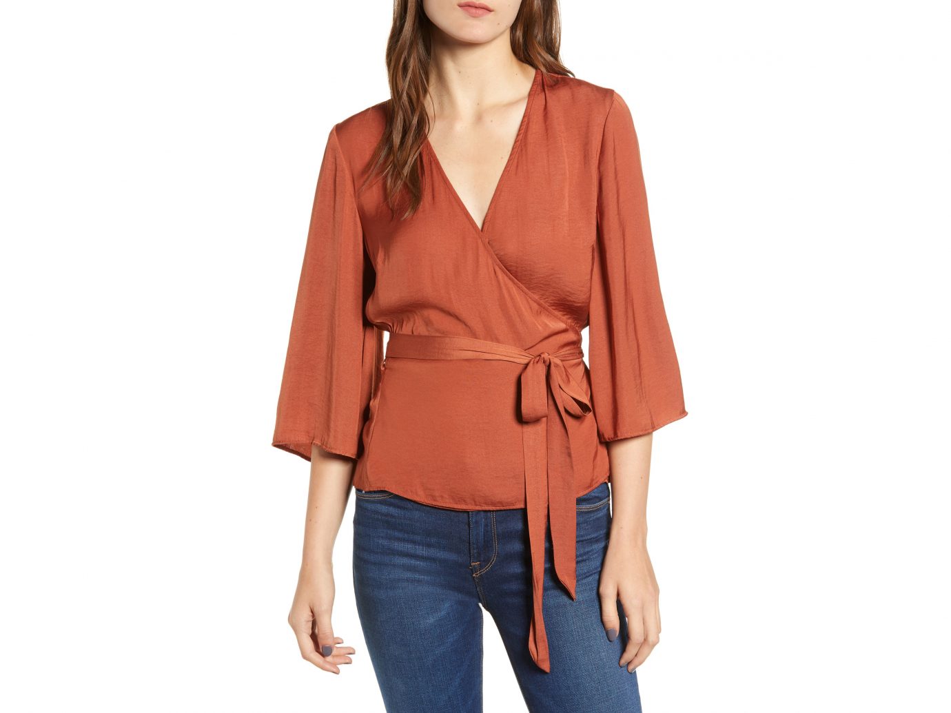 Cupcakes and Cashmere Gabriele Hammered Satin Wrap Top