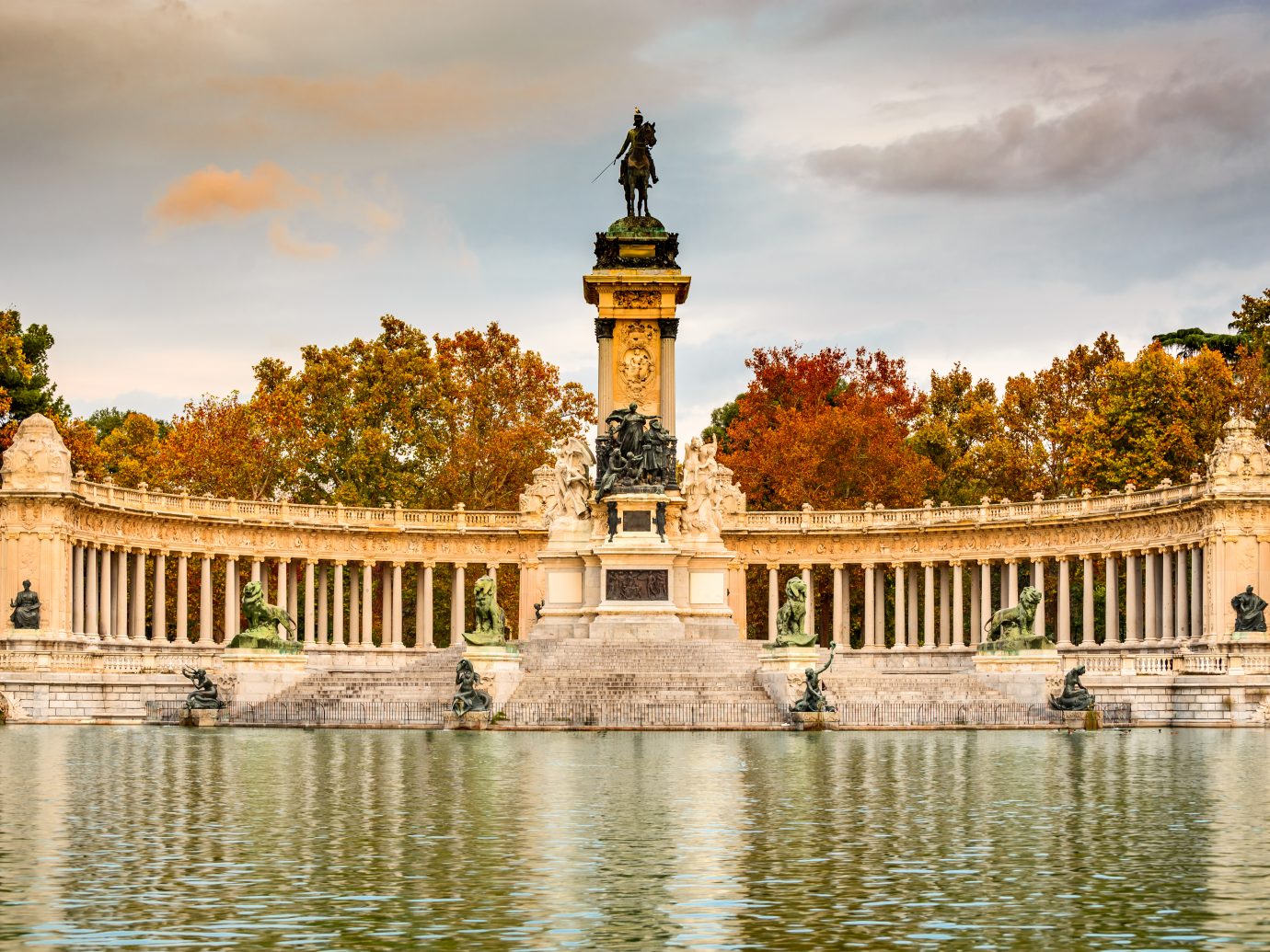 Madrid, Spain. Buen Retiro park, outdoor natural landmark of Spanish capital city.