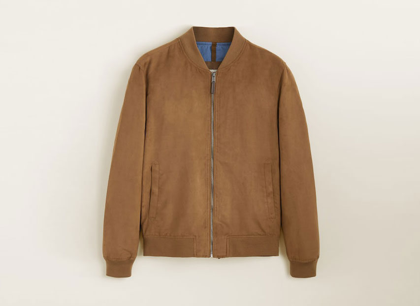 Faux-Suede Bomber Jacket