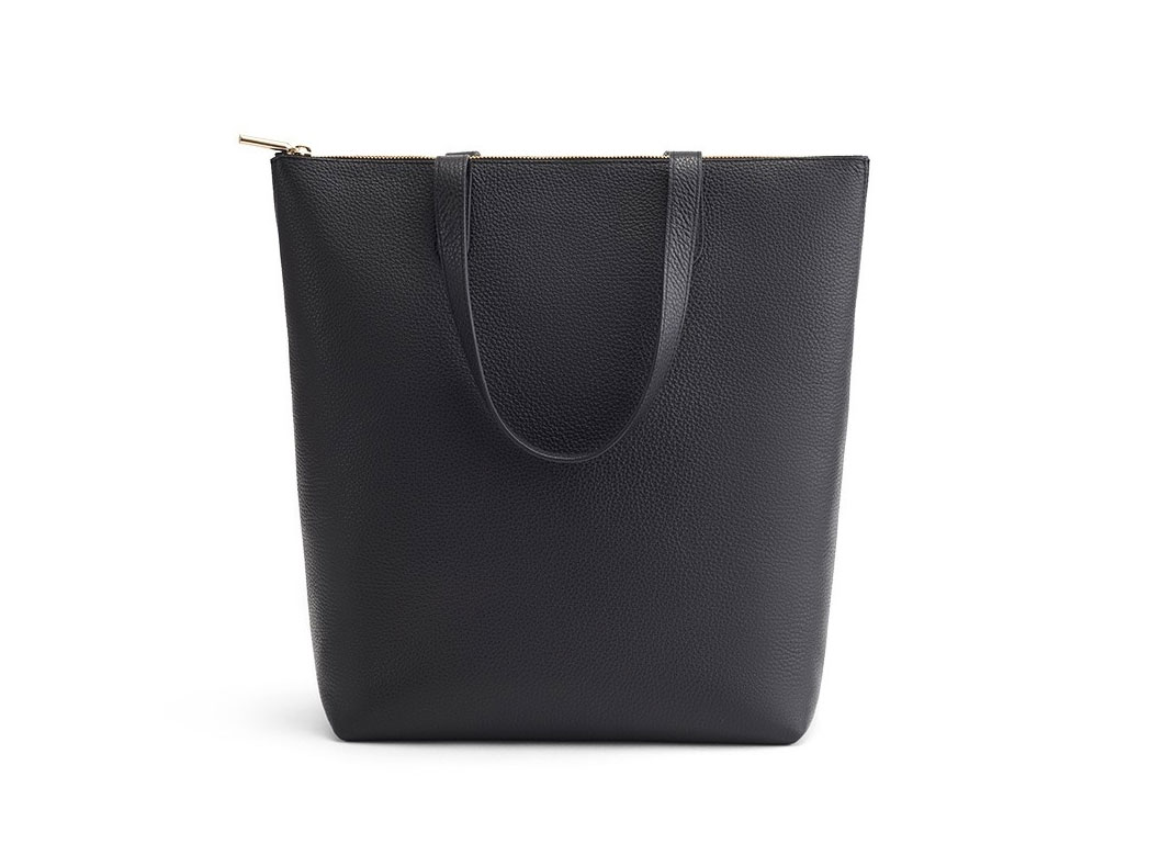 Cuyana Tall Structured Leather Zipper Tote