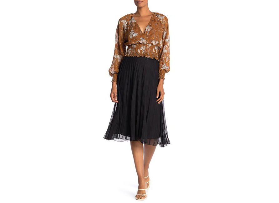 Know One Cares Pleated Mesh Midi Skirt