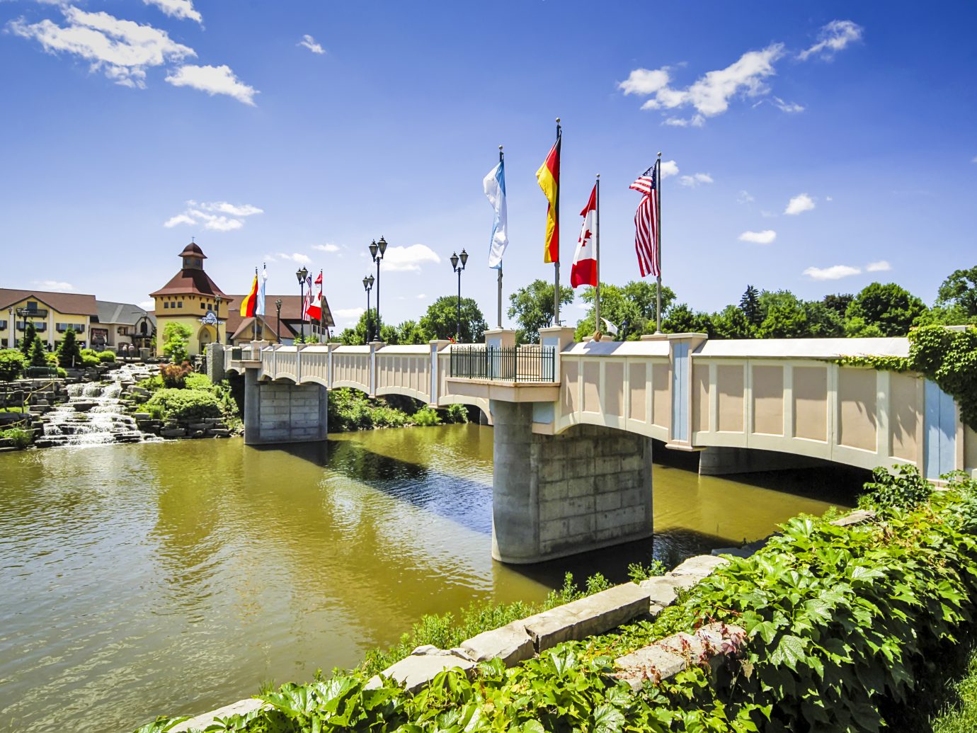 The International Bridge over the river Cass in Frankenmuth MI