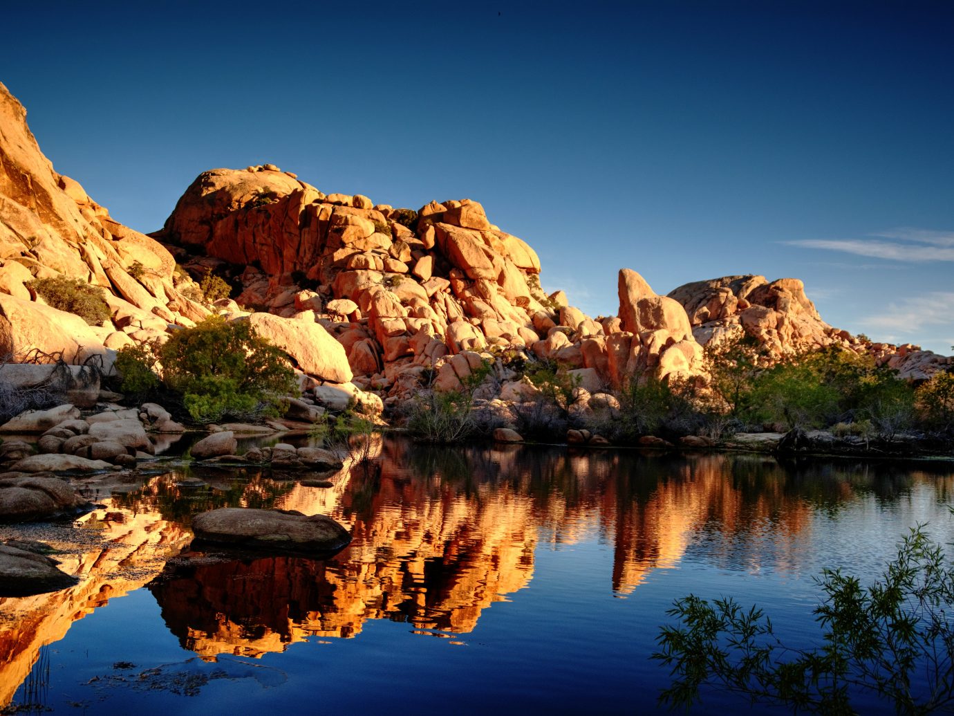 Early morning reflection at Barker Dam in Joshua Tree National Park