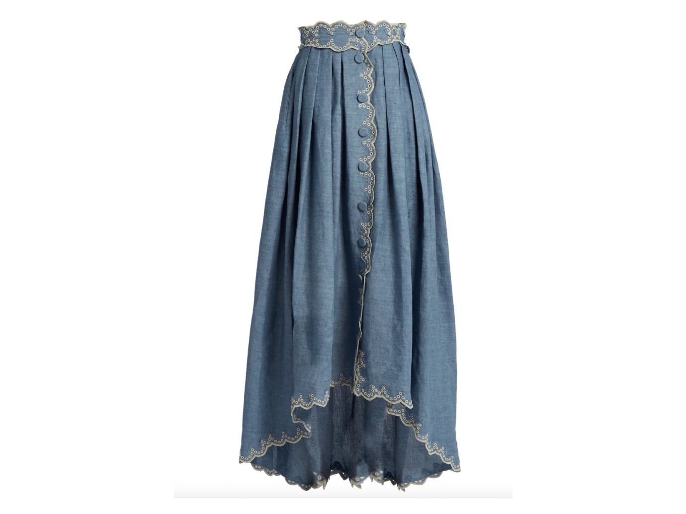 Broderie-anglaise linen-blend skirt