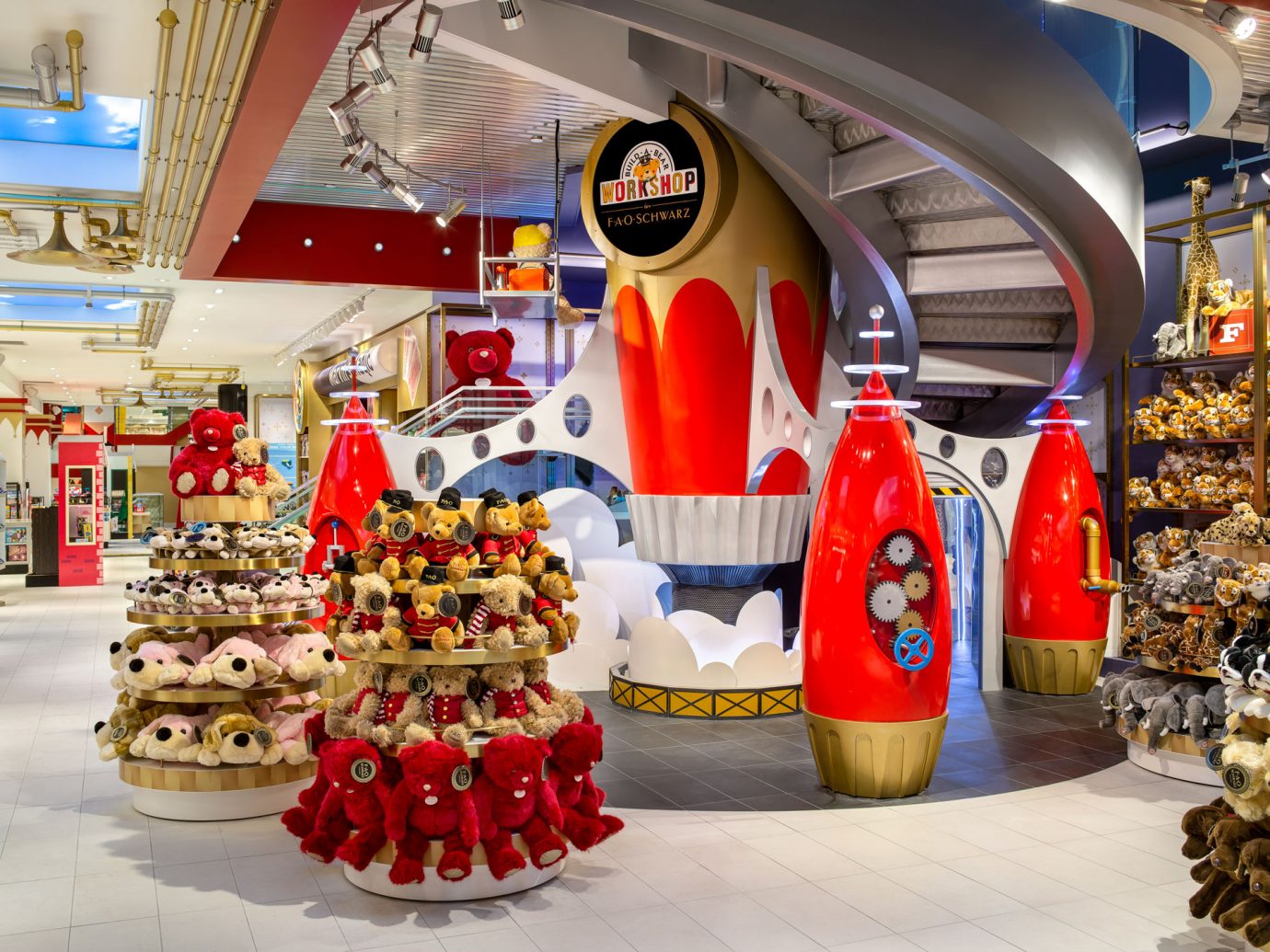 FAO Schwartz interior with a large rocket display