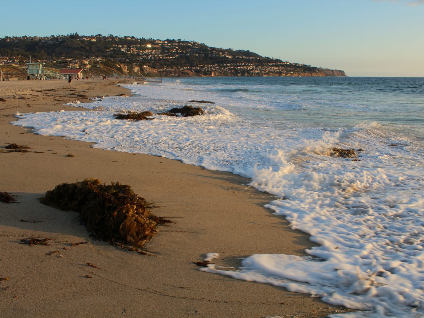 The scenic shoreline of Torrance Beach, with the Palos Verdes peninsula in the background.