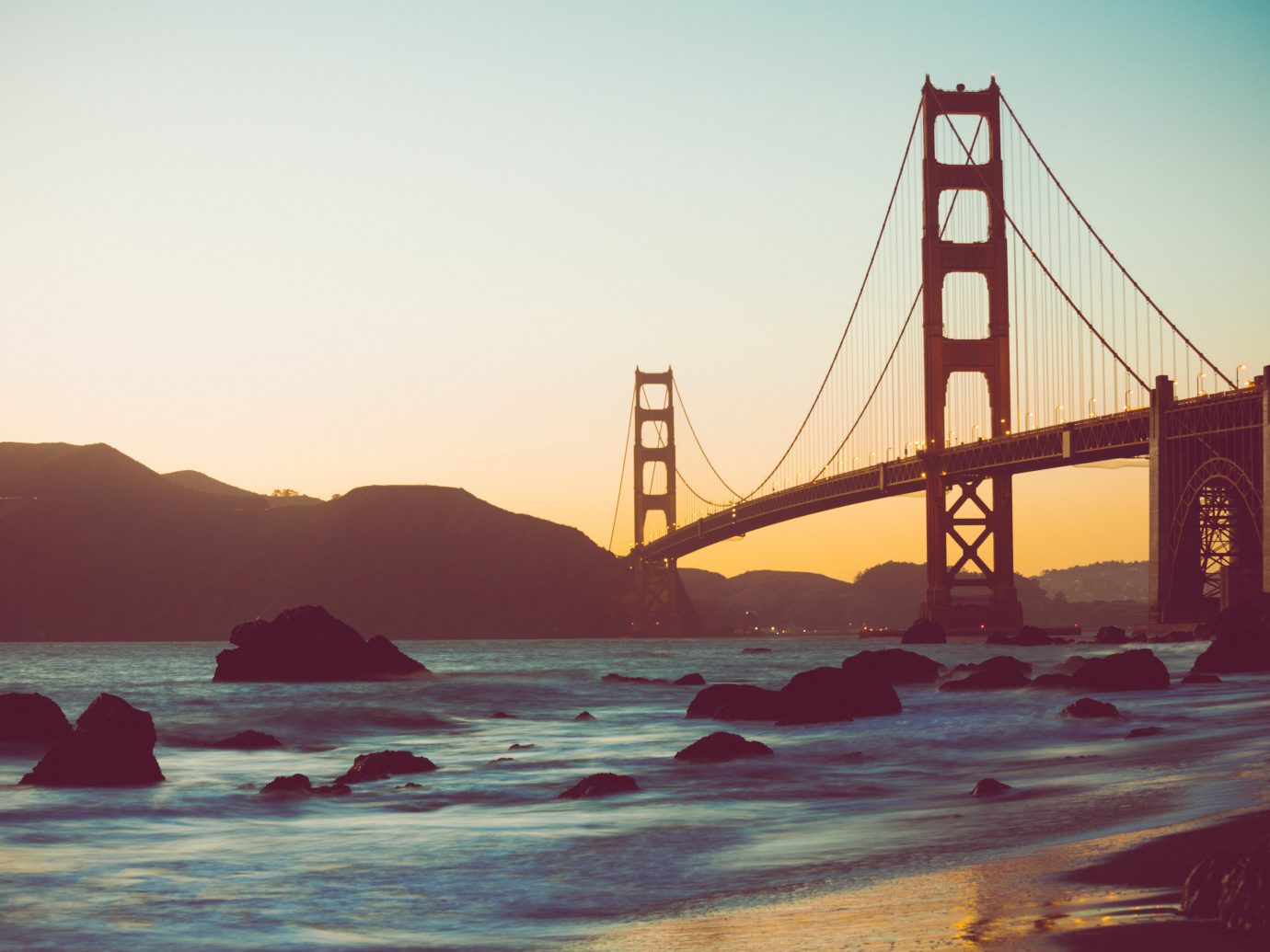 San Francisco Golden Gate bridge at sunset