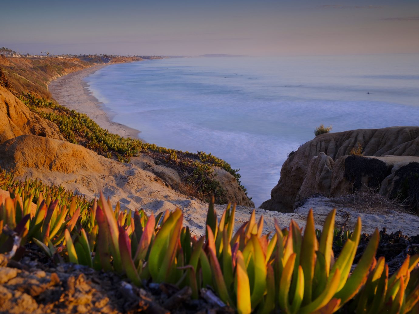 Looking South down the North County San Diego Coast from Carlsbad to Encinitas California