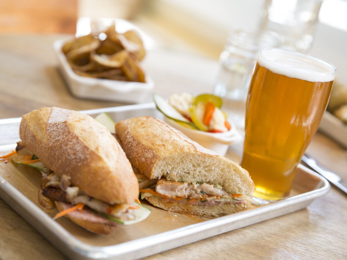 Sandwich and beer at Mercantile Dining and Provisions
