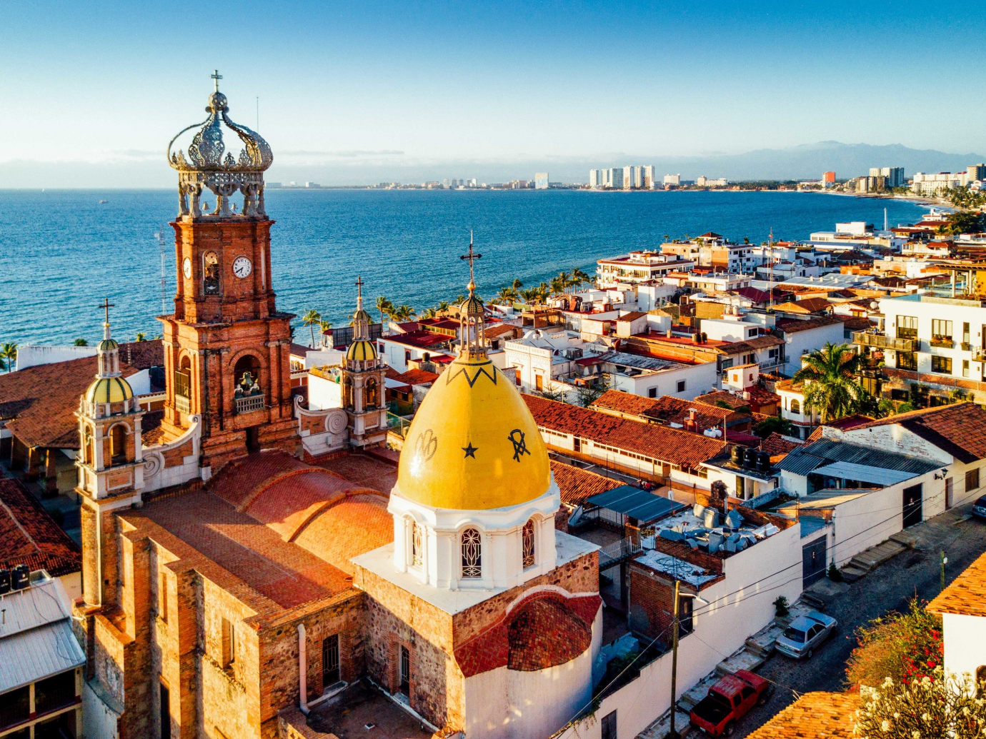 Aerial shot of the cityscape that is Puerto Vallarta