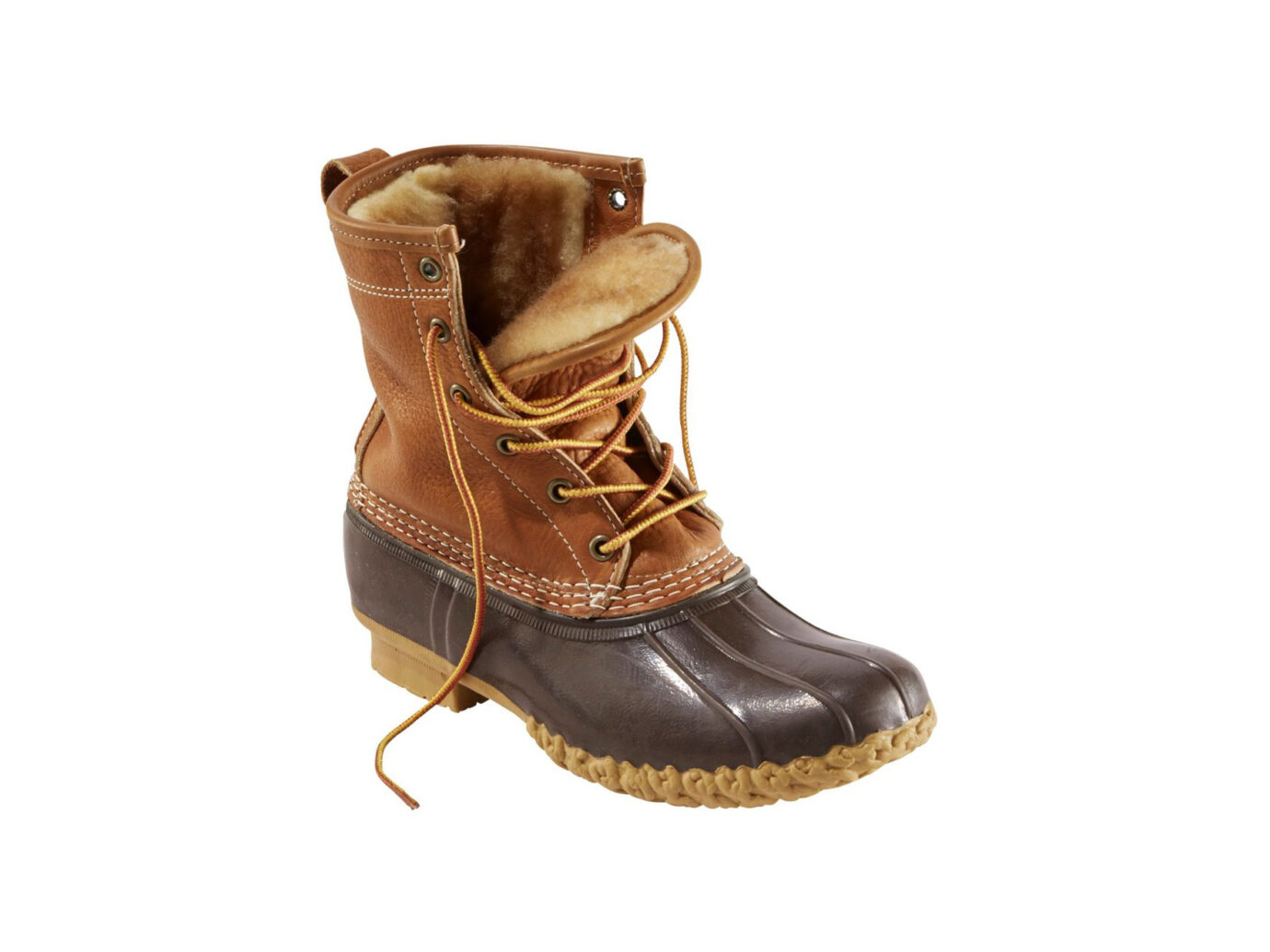 LL Bean 8” Tumbled-leather shearling lined bean Boot