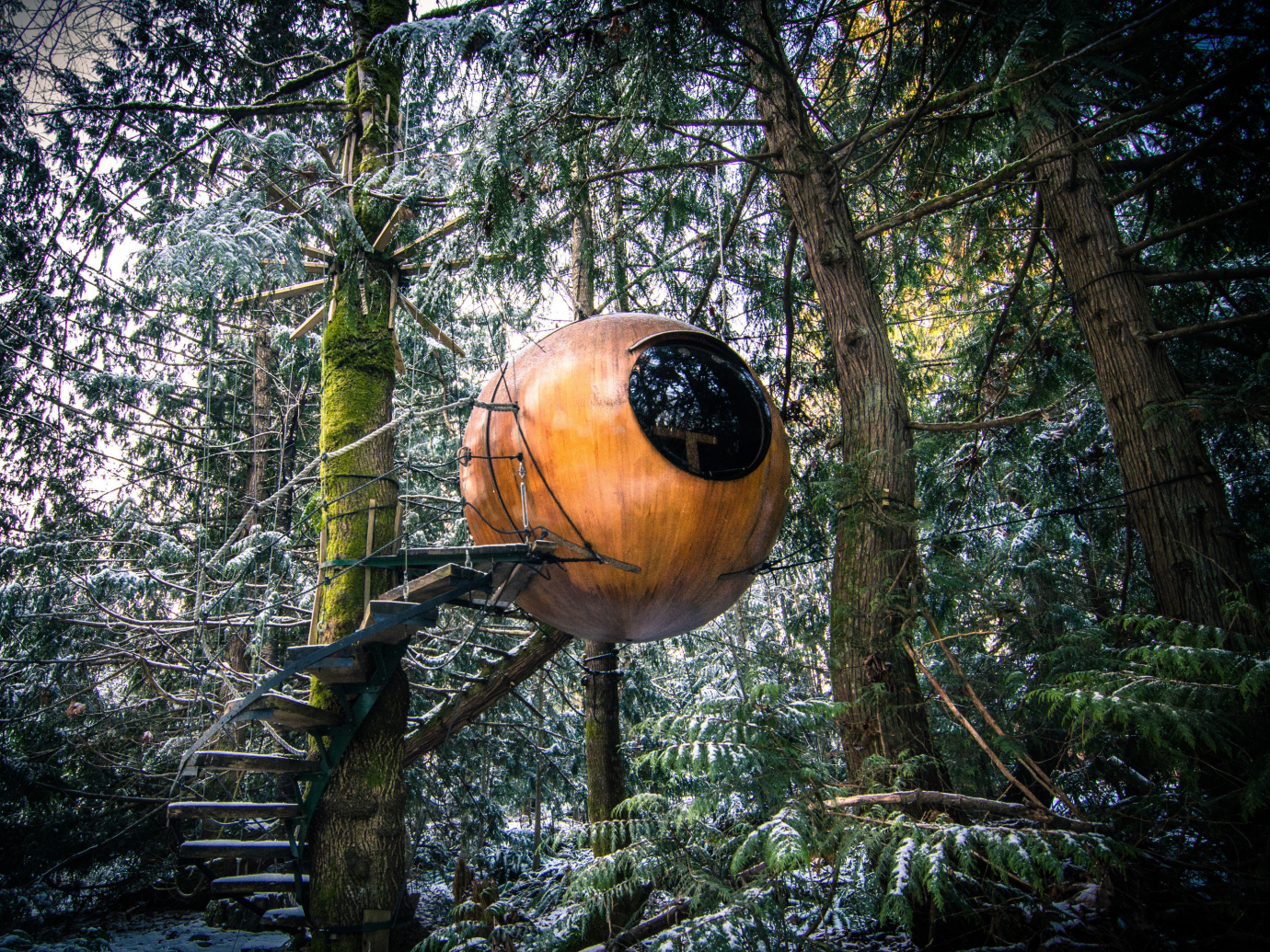 Sphere hotel room in the trees