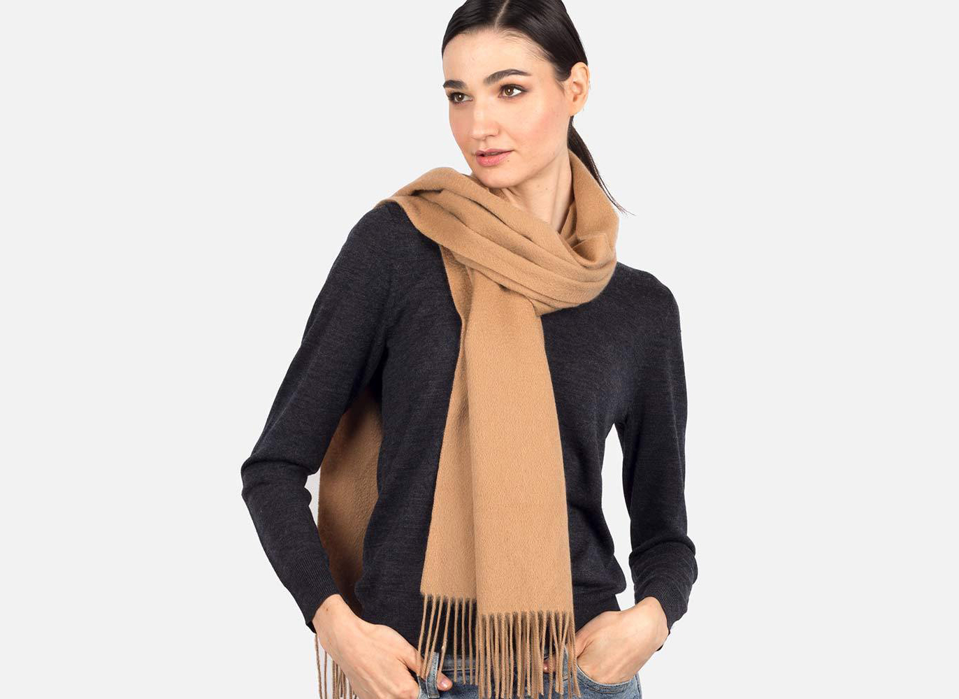 State Cashmere Unisex Jersey Long Knit Scarf 100% Pure Cashmere Ultra Warm Winter Accessories 80x13.5 