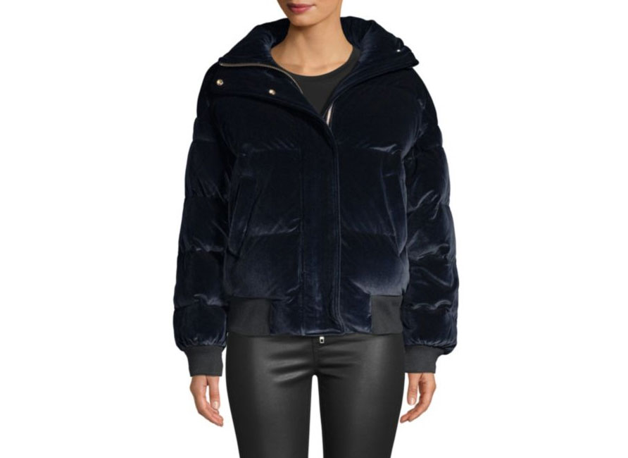 The Kooples Velvet Down Quilted Puff Jacket